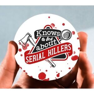 Set of 2 Car Coasters, Knows A Lot About Killer Car Coaster, Neoprene Car Coaste